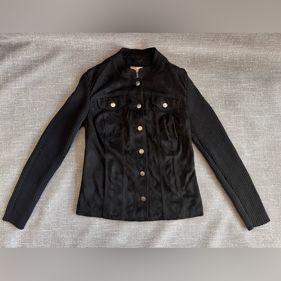 Ruff Hewn RH Fitted Faux Suede Knit jacket silver hardware size Large - Picture 1 of 10